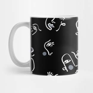 Black Abstract Faces Mug